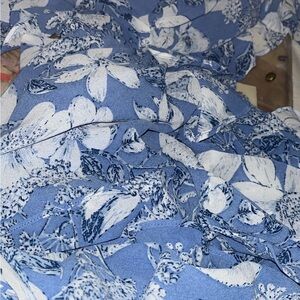 Astr Blue and White Floral Backless Dress